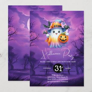 Halloween spook neon verjaardagsfeestje kaart