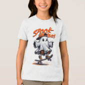 Halloween Spook Skateboard Moves White Ghost T-shi Tri-Blend Shirt (Voorkant)