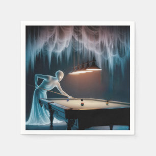 Halloween spookachtige figuren spelen pool servet