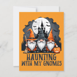 Halloween spookhuis heks gnoom Sinaasappel Briefkaart