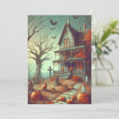 Halloween spookhuis Herfst Feestdagenkaart (Staand voorkant)