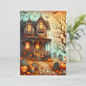 Halloween spookhuis Herfst Feestdagenkaart (Staand voorkant)