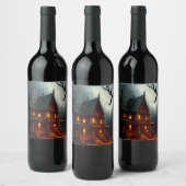 Halloween/spookhuis/Herfst Wijn Etiket (Flessen)