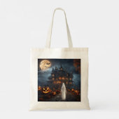 Halloween spookhuis met Ghost Canvas tas (Achterkant)