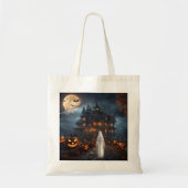 Halloween spookhuis met Ghost Canvas tas (Voorkant)