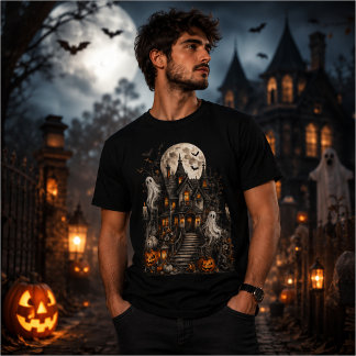 Halloween spookhuis t-shirt