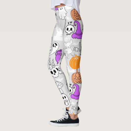 Halloween spookiness patroon 01 L Grijs BG Leggings (Links)