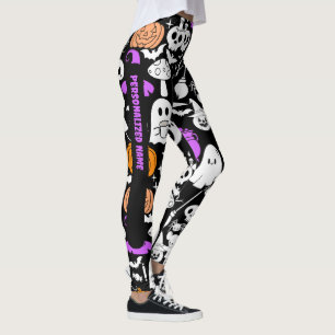 Halloween spookiness patroon 01 Zwart BG Leggings
