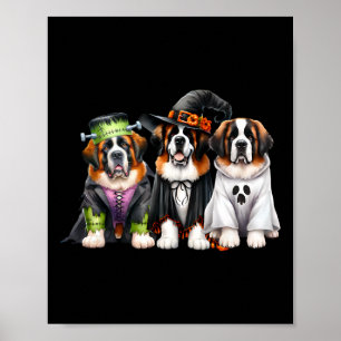 Halloween spookkostuum heksenhond Sint Bernard St Poster