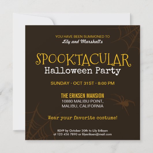 Halloween Spooktaculaire | Invitation du parti (Dos)