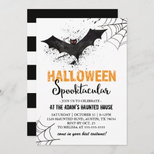 Halloween Spooktacular Bat Invitation Kaart