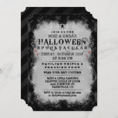 Halloween Spooktacular Black & Grey Gothic Invite Kaart (Voorkant / Achterkant)
