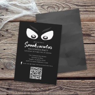 Halloween Spooktacular Ghost QR Code Social Media Kaart