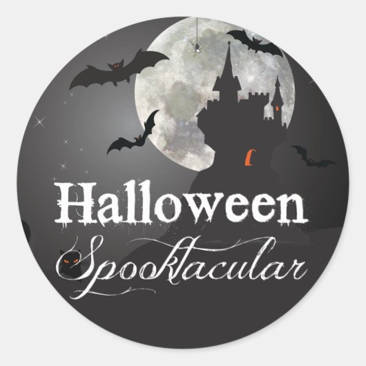 Halloween Spooktacular Haunted Castle Ronde Sticker (Voorkant)