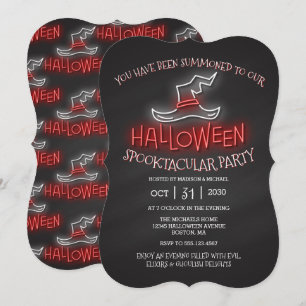 Halloween Spooktacular Neon Witch Pet Party Kaart