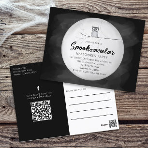 Halloween Spooktacular Owl QR Code Social Media Briefkaart