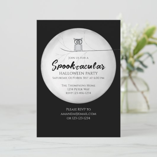 Halloween Spooktacular Owl QR Code Social Media Kaart (Staand voorkant)