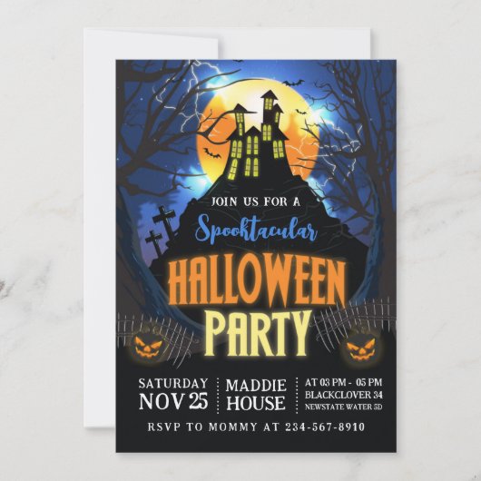 Halloween Spooktacular Party bewerkbare uitnodigin Kaart (Voorkant)