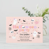 Halloween Spooktacular Party Schattige Pink Ghost Kaart (Staand voorkant)