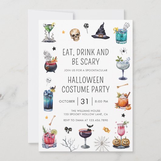 Halloween Spooktacular Party Waterverf Kaart (Voorkant)