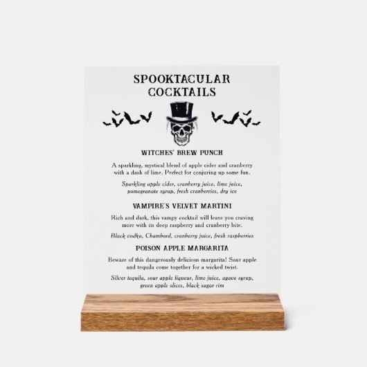  Halloween Spooktacular Signature Cocktail Acryl Bord (Voorkant)