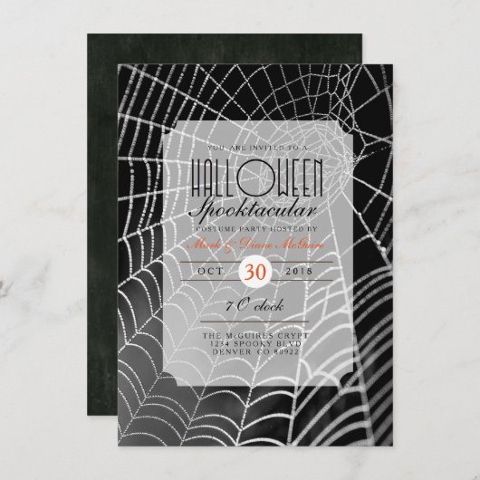 Halloween Spooktacular | Spider Web Party Uitnodig Kaart (Voorkant / Achterkant)