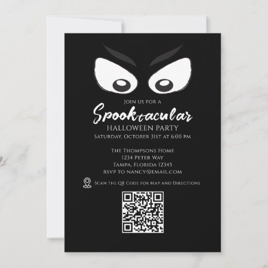 Halloween Spooktacular Spooky Ghost QR Code Map Kaart (Voorkant)