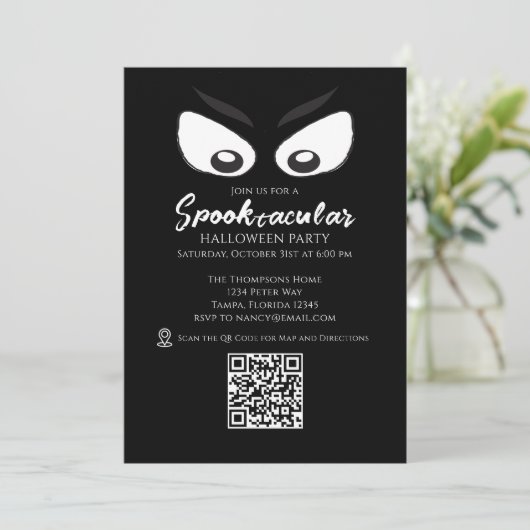Halloween Spooktacular Spooky Ghost QR Code Map Kaart (Staand voorkant)