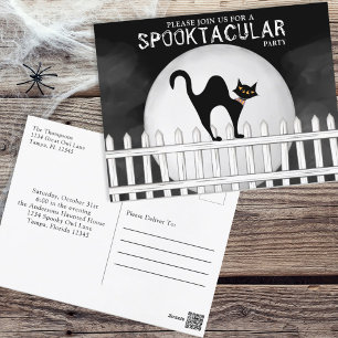 Halloween Spooktacular Spooky Whimsical Black Cat Briefkaart