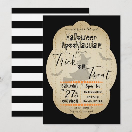 Halloween Spooktacular Trick or treat Invitation Kaart (Voorkant / Achterkant)