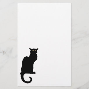 Halloween, Spooky Art Nouveau Black Cat Briefpapier