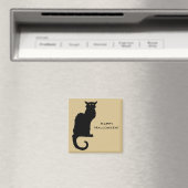 Halloween, Spooky Art Nouveau Black Cat Magneet (Insitu (Vaatwasser))