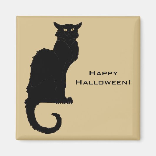 Halloween, Spooky Art Nouveau Black Cat Magneet (Voorkant)