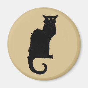  Halloween, Spooky Art Nouveau Black Cat Magneet