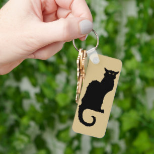 Halloween, Spooky Art Nouveau Black Cat Sleutelhanger