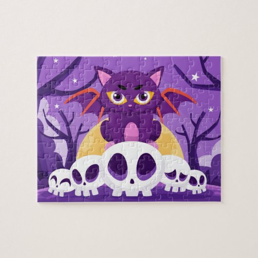 Halloween Spooky Bat Cat Skulls Kinder Puzzle Legpuzzel (Horizontaal)