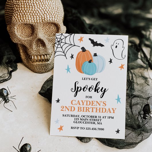 Halloween Spooky Birthday Blue Pumpkins Kaart