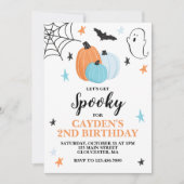 Halloween Spooky Birthday Blue Pumpkins Kaart (Voorkant)