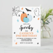 Halloween Spooky Birthday Blue Pumpkins Kaart (Staand voorkant)