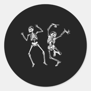 Halloween Spooky Botten Skull Dancing Skelet Ronde Sticker