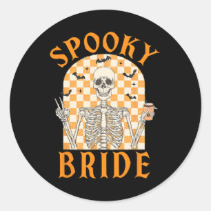 Halloween Spooky Bride Bruidsmeisje Skelet Ronde Sticker