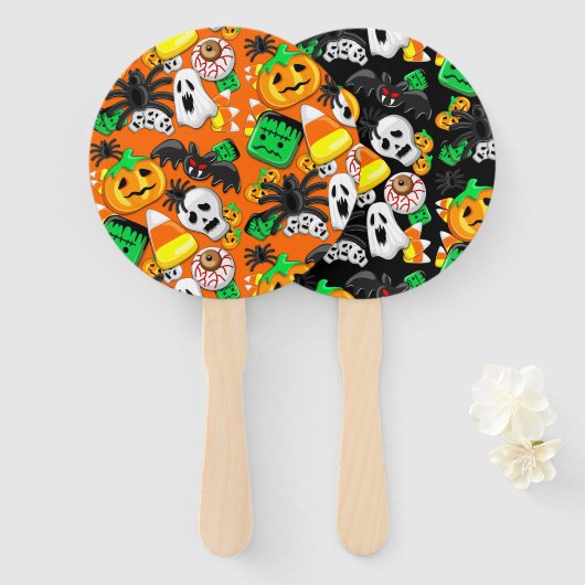 Halloween Spooky Candies Party Handwaaier (Voorkant en achterkant)
