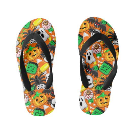Halloween Spooky Candies Party Kinder Teenslippers (Voetbed)