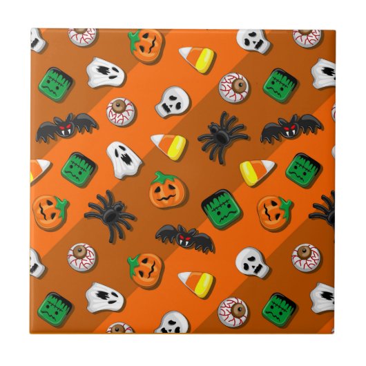 Halloween Spooky Candies Party Tegeltje (Voorkant)