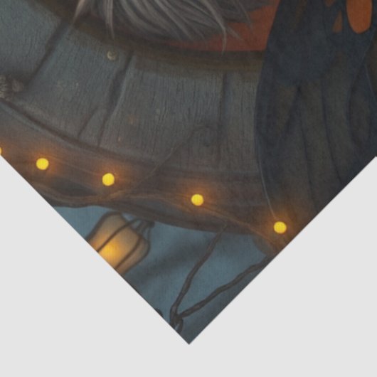 Halloween Spooky Cat en Fairy Fantasy Tissue Pap Tissuepapier (Detail)