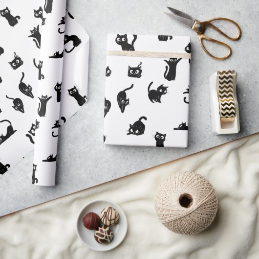 Halloween Spooky Cats Funny Pattern Cadeaupapier (Crafts)
