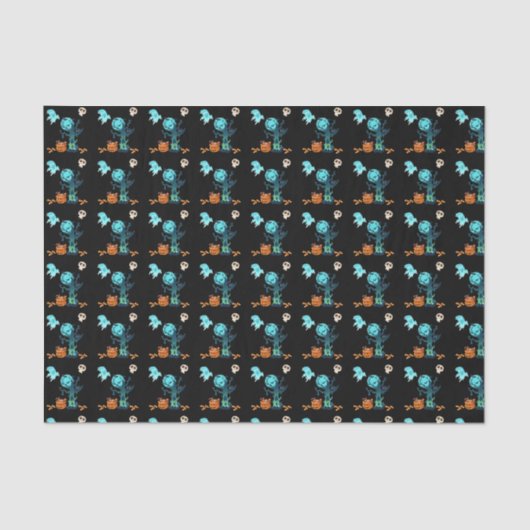 Halloween Spooky Creepy Ghost Bats Skulls & Snoep Tissuepapier (Voorkant)