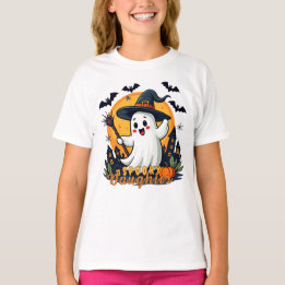 Halloween Spooky Daughter Ghost with Witch Pet T-shirt