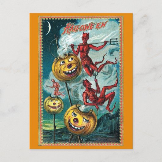 Halloween Spooky Devil Pompoen Briefkaart (Voorkant)