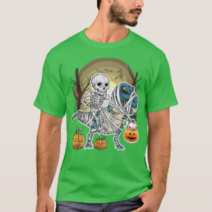 Halloween Spooky Dinosaur Skeleton Mummy Funny Pum T-shirt